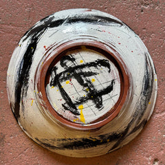 Susan McGilvery Ceramic Bowl, Large, Shallow, Signed, Abstract Design, Sku: 033156