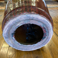 Ceramic Garden Stool, Dark Red, Asian, Sku: 033172