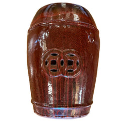 Ceramic Garden Stool, Dark Red, Asian, Sku: 033172