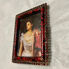 Jay Strongwater Custom Frame, Red Crystals, Dark Brass and Enamel Frame, Sku: 033159