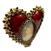 Jay Strongwater Petite Picture Frame, Easel Back, Heart Shaped, Brass, Enamel, Crystals, Sku: 033162