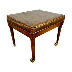 Vintage Bench, Rollable Wheels, Vinyl, Golden and Brown Upholstery Pattern