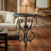 La Barge Table, Bronze, Round, Tripod Base, Sku: 033180