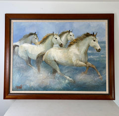 Gladys Morante Original Artwork, 4 Horses, Signed, Framed, Sku: 033197