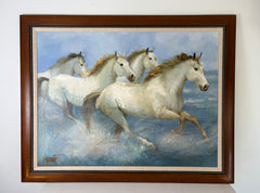 Gladys Morante Original Artwork, 4 Horses, Signed, Framed, Sku: 033197