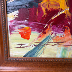 Original Art of Two Giraffes, Oil on Canvas, Signed, Framed, Sku: 033195