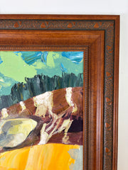 Original Art of Two Giraffes, Oil on Canvas, Signed, Framed, Sku: 033195