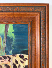 Original Artwork, Two Leopards at Stream, Signed by Artist, Framed, Sku: 033194