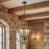 Currey & Company "Winton" Chandelier 9000-0037, Wrought Iron, Chicken Wire, 8 Light, Sku: 033177