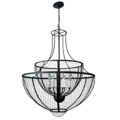 Currey & Co. "Winton" 9000-0037, Wrought Iron, Chicken Wire, 8 Light, Sku: 033177