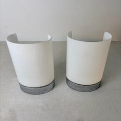 Pair of Flos. Inc. Wall Sconces w/ Frosted White Curved Shade, Nickel Base, Sku: 033182