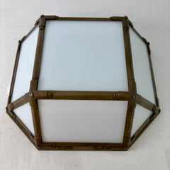 Visual Comfort, Morris 2 Light Flush Mount Fixture, Milk Galss and Antique Brass Finish, Sku: 032681