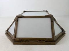 Visual Comfort, Morris 2 Light Flush Mount Fixture, Milk Galss and Antique Brass Finish, Sku: 032681