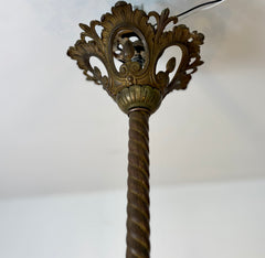 Vintage Chandelier, 5- Arm, Ornate, Golden Metal with Cream Stone Center, Sku: 033206