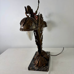 Vintage Table Lamp, Two Arm, Floral Accents, Sku: 033207