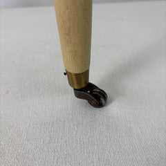 Italian Regency Style Mini Table on Casters, Ivory Wood Base, Brass Detail,Travertine, Sku: 033220