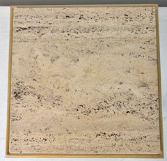 Italian Regency Style Mini Table on Casters, Ivory Wood Base, Brass Detail,Travertine, Sku: 033220