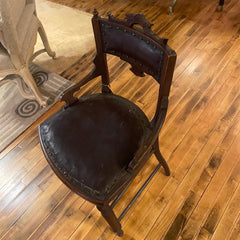 Antique Victorian Accent Chair with Naugahyde Upholstery