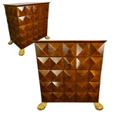 Emanual Morez Dresser Cabinets, Diamond Commodes, Golden Lion Feet, Pair, sku: S32156