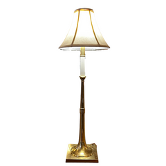 Table Lamp, Solid Brass, Candlestick Top, Trumpet Base