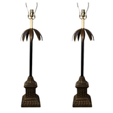 Table Lamp Palm Tree Design, Bronze, Pair