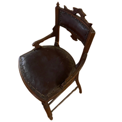 Antique Victorian Accent Chair with Naugahyde Upholstery