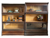 Antique "Macey" Barrister Oak Bookcase with Retractable Glass Doors