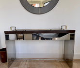 Long Wood and Chrome Console Table Sku 032774