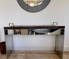 Long Wood and Chrome Console Table Sku 032774