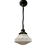 BZ / Visual Comfort Milk Glass School House Pendant, Pewter, sku: 032880