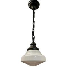 BZ / Visual Comfort Milk Glass School House Pendant, Pewter, sku: 032880