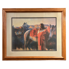 Wall Art, Artist Unknown, Framed Print, Native American and Horse, sku: 032907