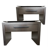 Night Stands, Metal Top, Wood Contemporary Design, Pair, sku: 032800