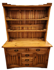 Pinewood Hutch Bookshelf Top, 5 Drawers, 2 Lowers Cabinets, Sku: 025903