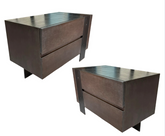 Anton Prulx Night Stand, Bedside Cabinetd, Solid Wood, Steel Frame, Two Drawers, Pair
