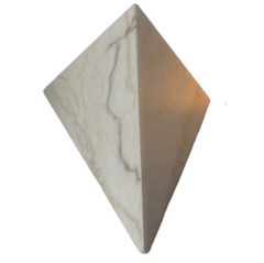 Art Deco Style Diamond Shape Alabaster Wall Sconce, Off White, Sku: 033073