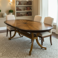 Oval Wood Dining Table With Brass Star Inlay, Sku: 033092