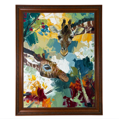 Original Art of Two Giraffes, Oil on Canvas, Signed, Framed, Sku: 033195