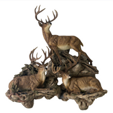 Mill Creek Studios, Artist Danny Edwards, "Sunrise" 1034/1200, 3 Whitetail Bucks, Cast Resin Wall Sculpture Sku: 033209