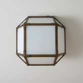 Visual Comfort, Morris 2 Light Flush Mount Fixture, Milk Galss and Antique Brass Finish, Sku: 032681