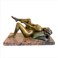Bronze Table Sculpture, Recumbent Female Nude, Artist: Louis Chalon, French 1866-1940, sku: 032192