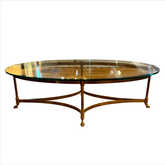 La Barge Coffee Table, Brass, Oval, Glass, Sku: S32148