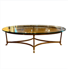 La Barge Coffee Table, Brass, Oval, Glass, Sku: S32148