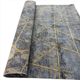 Cyrus Rugs, Made in India, Wool, Bamboo, Silk, Abstract Pattern, Colors: Blue, Grey, Gold, Sku: 033466