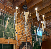 Currey & Company Large Chandelier, 8-Arm, Carved Wood, Iron Structure, sku: 033487