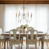 Currey & Company Large Chandelier, 8-Arm, Carved Wood, Iron Structure, sku: 033487