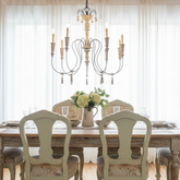 Currey & Company Large Chandelier, 8-Arm, Carved Wood, Iron Structure, sku: 033487