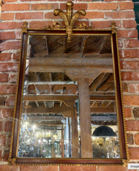 Antique Neo-Classical Style Wall Mirror Dark Wanut and Dark Gold Finish, Sku 033568