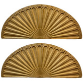 Pair of Architectural Antique Decorative Sunburst, Solid Wood Painted Pale Gold, sku: 033620