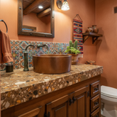 Hammered Copper Undermount Round Sink with Apron Front, Sku: 033641